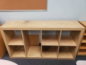 lot 1025 image: Ikea Kallax Natural 8 Shelf Shelving Unit.  Measures 59 x 31 x 15