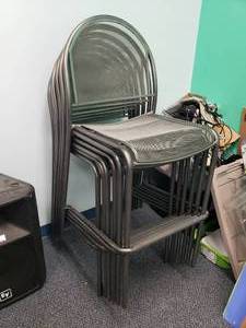 lot 1056 image: Lot of 6 Industrial Style Metal Barstool Chairs