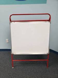 lot 1089 image: Excellerations Multi-Use Double Sided Learning Easel.  Dry erase on one side, felt on the other.