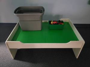 lot 1119 image: Large Train Table FULL of Train Pieces, Tracks & More.  Hundres of Pieces TOTAL