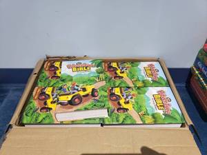 lot 1146 image: Box FULL of NEW Adventure Bibles.  16 Bibles