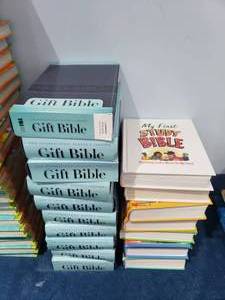 lot 1148 image: Lot of Childrens Bibles.  Includes both stacks pictured.
