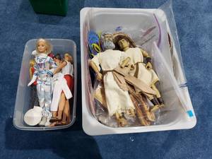 lot 1164 image: Lot of 3 Messenger of Faith talking Action Figures & Misc Barbie Dolls