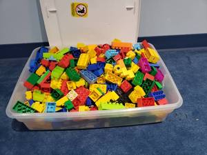 lot 1176 image: Large Tote Full of Lego Duplo Pieces