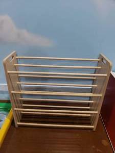 lot 1185 image: Wooden 3 Shelf Toy Bin Shelf