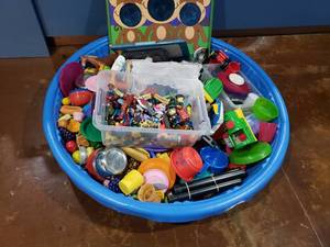 lot 1197 image: Play Pool FULL of Kitchen Play Items & Action Figures.  HUNDREDS of items in there.
