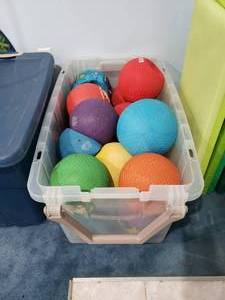 lot 1223 image: Large Tote Full of 12 DdogeballsKickballsGaga Balls