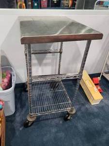 lot 1239 image: Stainless Steel Small Rolling Prep table