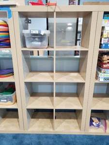 lot 1265 image: Ikea Kallax Natural 8 Shelf Shelving Unit.  Measures 59 x 31 x 15