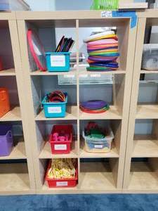 lot 1266 image: Ikea Kallax Natural 8 Shelf Shelving Unit.  Measures 59 x 31 x 15