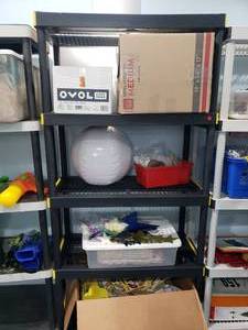 lot 1275 image: Contentsw of Shelf.  Misc Fall & Christmas Dcor & Crafts, Glow Ceiling Stars, Gift Boxes, Christmas In July Crafts & More.  SHELF NOT INCLUDED