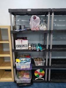 lot 1280 image: Rubbermaid Plastic Garage Shelf.  CONTENTS NOT INCLUDED