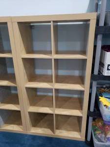 lot 1281 image: Ikea Kallax Natural 8 Shelf Shelving Unit.  Measures 59 x 31 x 15.  CONTENTS NOT INCLUDED.