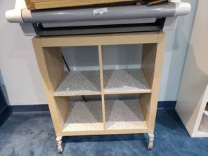 lot 1292 image: Ikea Kallax Natural 4 Shelf Shelving Unit w Rollers.  Measures 31 x 36 x 15