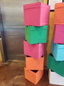 lot 1322 image: Lot of 5 Ikea Storage Bins For The Kallax Shelf.  Misc Colors.