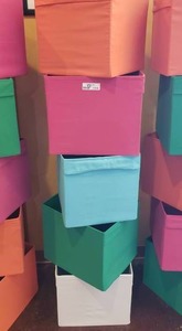 lot 1316 image: Lot of 5 Ikea Storage Bins For The Kallax Shelf.  Misc Colors.