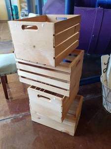 lot 1329 image: Lot of 4 Wooden Slat Crates