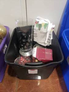 lot 1365 image: Tote Full of Christmas Ornaments, Bells & Dcor