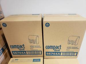 lot 1378 image: Lot of 2 Black Georgia Pacific Pro Compact Quad 4-Roll Vertical Tissue Dispensers