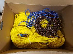 lot 1428 image: Large Box Full of Nylon Rope.  Approx 4 Yellow Ropes  300 Each