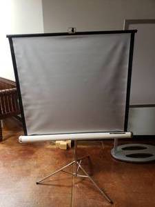lot 1451 image: Vintage Sears Lenticular 40 x 40 Projector Screen w Tripod