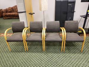 lot 1464 image: Lot of 4 Matching Wooden Arm Office Chairs