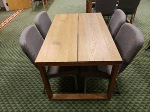 lot 1478 image: Ikea Wooden Morbylanga Dining Table w 4 Grey Chairs