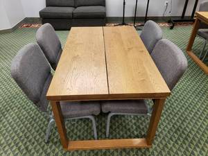 lot 1480 image: Ikea Wooden Morbylanga Dining Table w 4 Grey Chairs