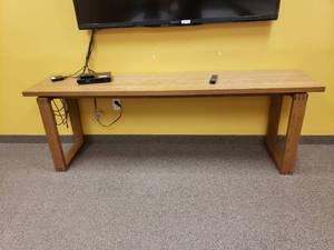 lot 1491 image: Long Ikea Wooden Table.  87 x 29 x 20