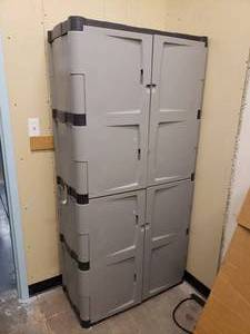 lot 1537 image: Rubbermaid Heavy Duty Garage Cabinet