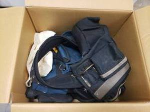 lot 1564 image: Box Full of Tool Belts & Knee Pads