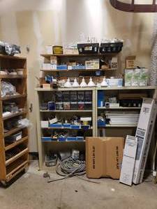 lot 1583 image: Large Lot of Electrical Supplies.  Bulbs, Wires, Connectors & Much More.  Included everything pictured.  PLEASE SEE DESCRIPTION FOR IMPORTANT INFORMATION ABOUT THIS LOT
