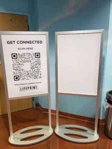 lot 1593 image: Lot of 2 Displays2Go 66 Double Sided Indoor Sign.  Insert is removeable.