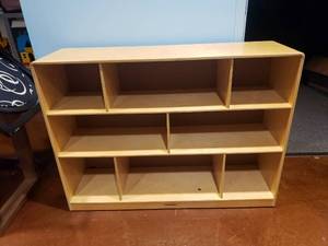 lot 1606 image: Lakeshore Wooden Rolling Classroom Cabinet