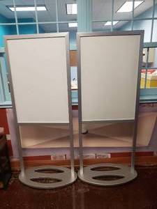 lot 1613 image: Lot of 2 Displays2Go 66 Double Sided Indoor Sign.  Insert is removeable.