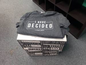 lot 1665 image: Large Quantity of I Have Decided Shirts.  Most Adult & Youth Sizes.  100 Shirts