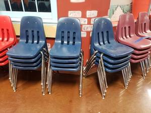 lot 1677 image: Lot of 12 Navy Blue Classroom Chairs