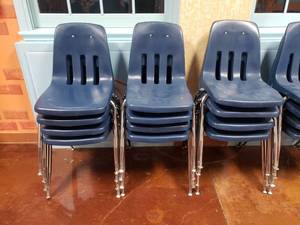 lot 1678 image: Lot of 12 Navy Blue Classroom Chairs