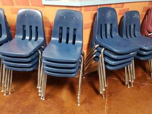 lot 1680 image: Lot of 12 Navy Blue Classroom Chairs