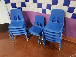 lot 1682 image: Lot of 11 Toddler Size Blue Classroom Chairs