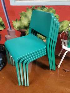 lot 1707 image: Lot of 4 Ikea Teodores Green Stacking Chairs