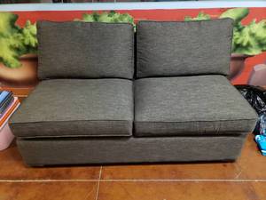 lot 1709 image: Grey Crate & Barrel Armless Loveseat