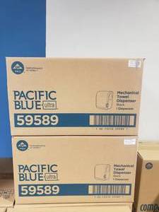 lot 1389 image: Lot of 2 Black Georgia Pacific Pro Mechanical Towel Dispensers