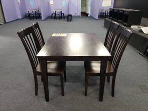 lot 1728 image: Wooden Dining Table w 4 Matching wooden Chairs