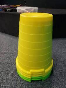 lot 1754 image: Lot of 5 Ikea Evert Stacking Stools.  Yellow & Green