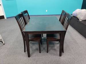 lot 1777 image: Wooden Dining Table w 4 Matching Wooden Chairs