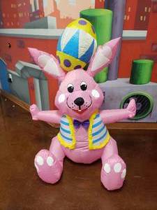 lot 1813 image: Inflatable Easter Bunny  Mouse  Chupacabra w Egg.