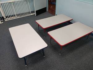 lot 1815 image: Lot of 3 Rectangle Adjustable Height Classroom Tables.  48 x 24 Each