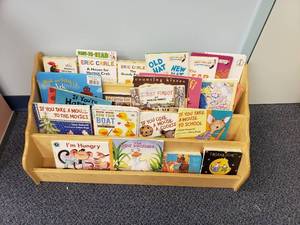 lot 1859 image: Wooden Book Shelf w Misc Childrens Books