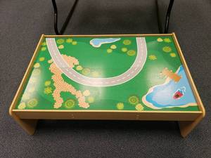 lot 1863 image: Train Table w Double Sided Scene Board.  48 x 33 x 16